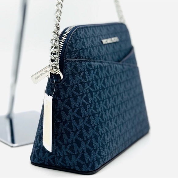 Michael Kors Medium Dome Jet Set Travel Xbody Bag Admiral Navy Blue - Picture 4 of 11